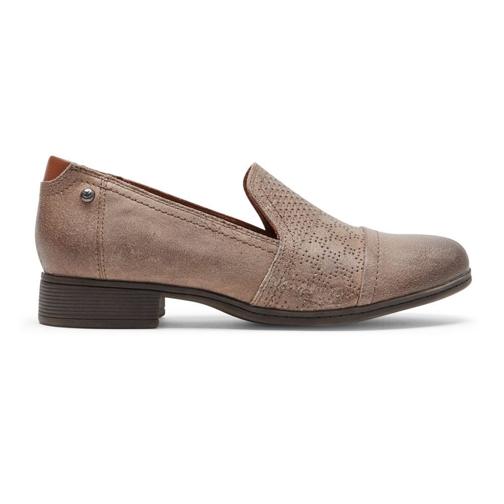 Scarpe Slip-On Rockport Donna - Cobb Hill Crosbie - Marroni Scuro - NIKGMTW-91